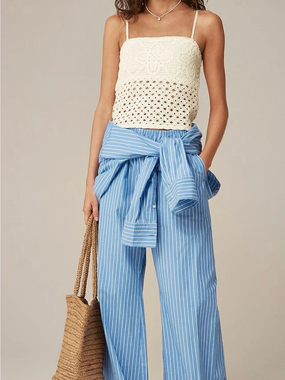 J. Crew White / Cream Crochet Bandeau Tank Top Size M NWOT